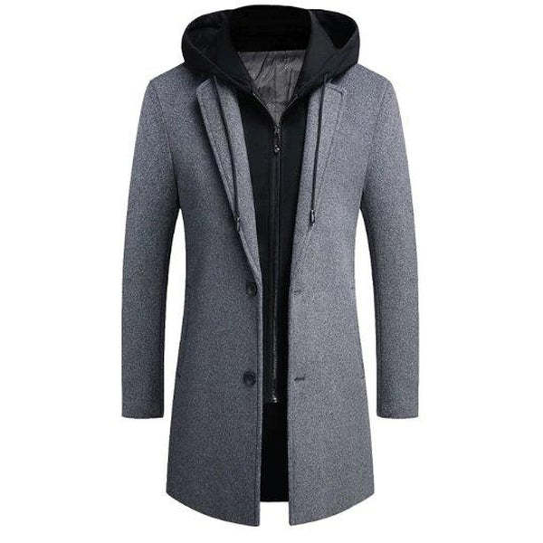 Casual Woolen Mid-Length Coat With Detachable Hat