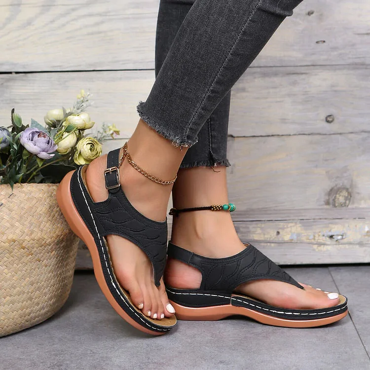 Leather Orthopedic Arch Support Sandals Diabetic Walking Sandals