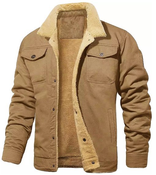 Men Fleece-Lined Cotton Cargo Casual Jacket