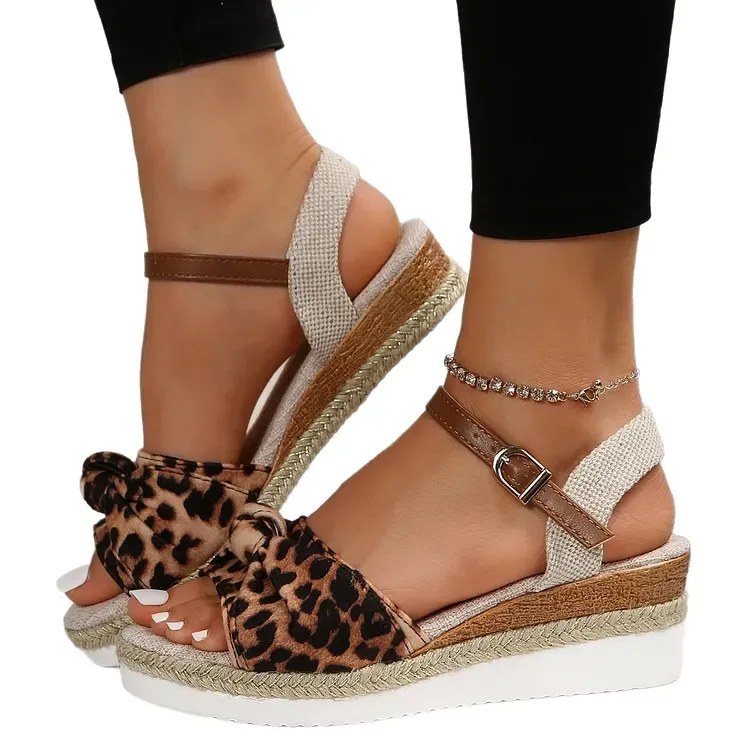 Women’s Bow Knot Espadrilles Platform Sandals With Ankle Strap