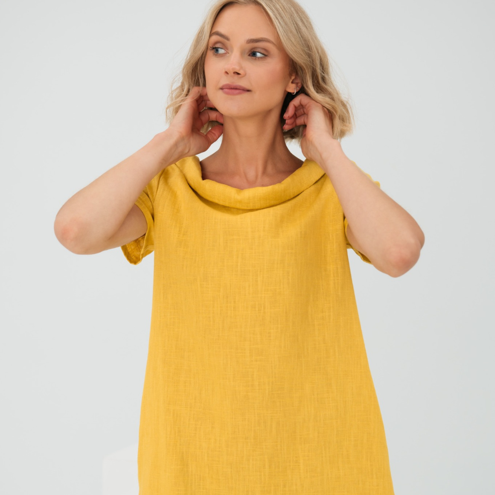 Elegant Summer Soft Linen Dress With Pockets