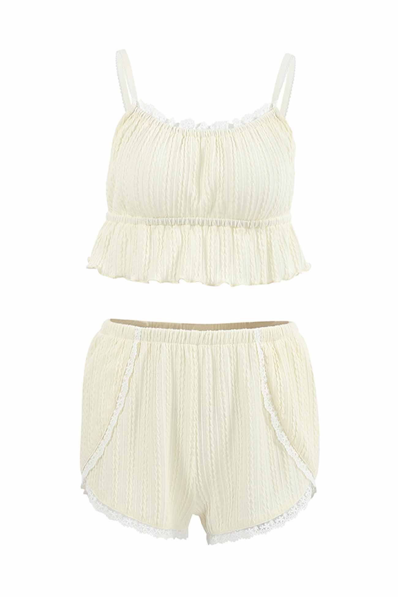 Jella - lace cami top shorts loungewear set