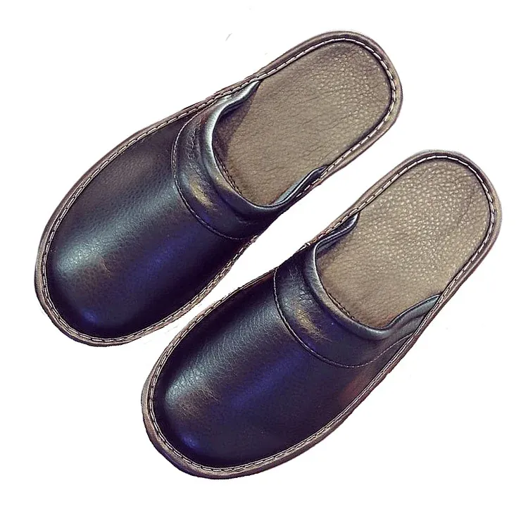 Leather Flat Men Slippers Light Odorless Leisure Shoes