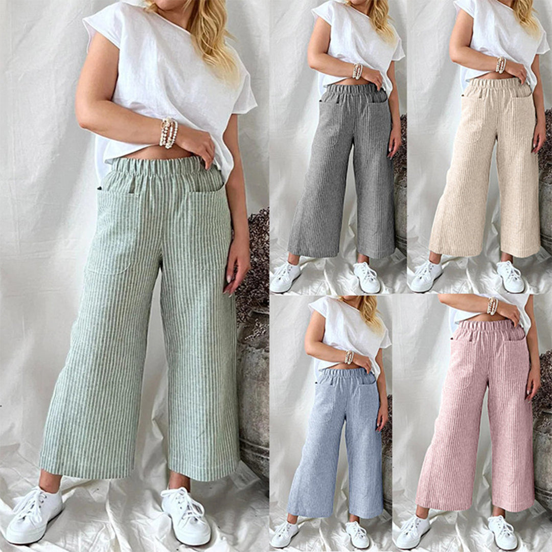 Eira - Casual Striped Trousers - Chic - Cotton - Everyday Wear