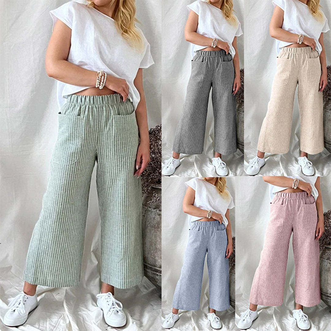 Eira - Casual Striped Trousers - Chic - Cotton - Everyday Wear