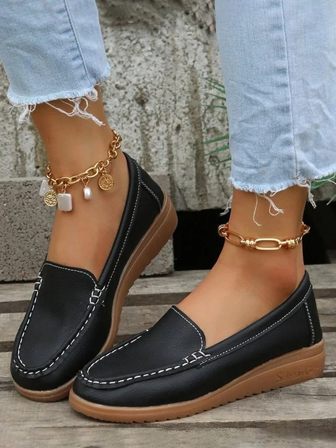 Plain Color Casual Loafers Flats
