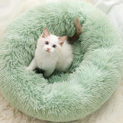 Calming Fluffy Cat Bed, Comfy Plush Pet Bed
