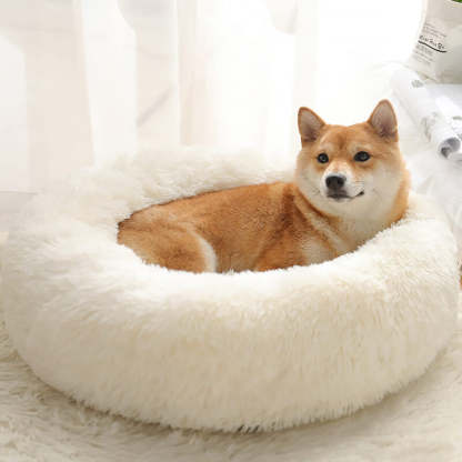 Calming Fluffy Cat Bed, Comfy Plush Pet Bed