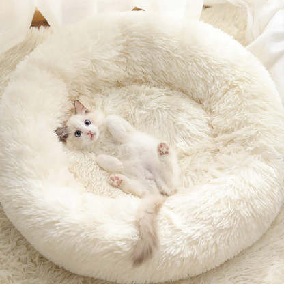Calming Fluffy Cat Bed, Comfy Plush Pet Bed