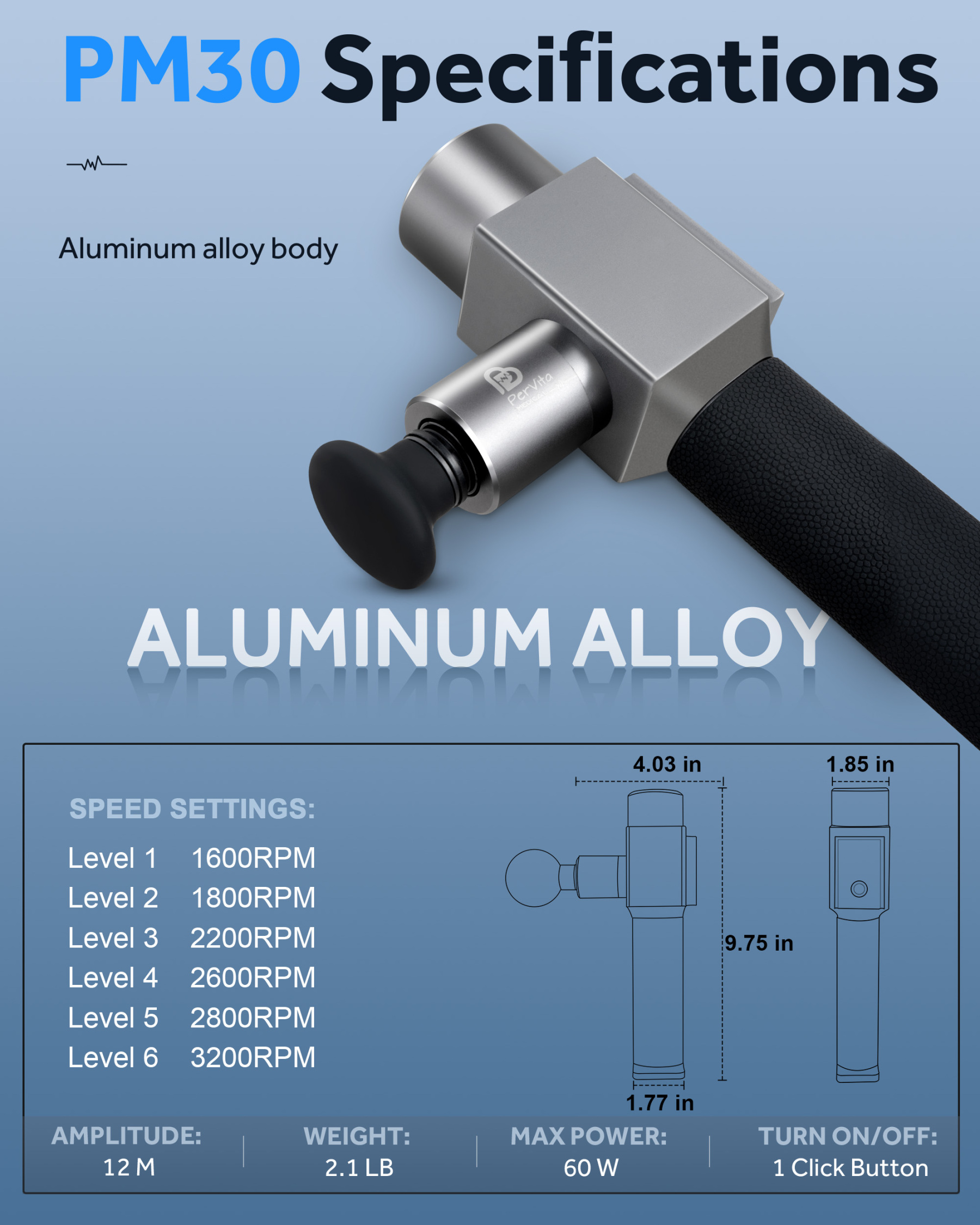 PerVita Medical Massager Pointillage PMP30