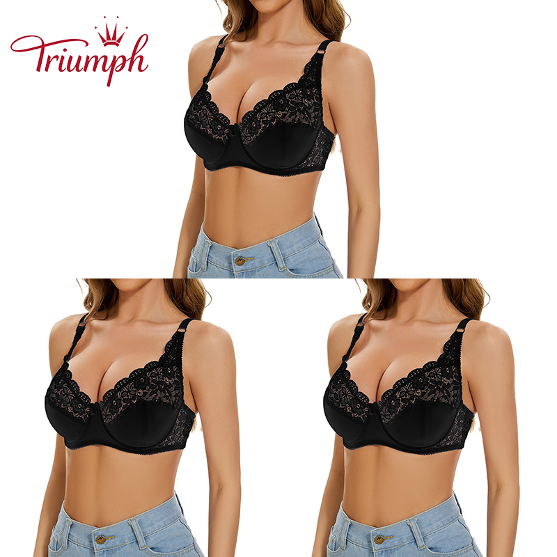 Triumph –(3 ks)Vyšívaná ultratenká krajková podprsenka s kosticemi[75A-110E]