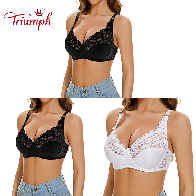 Triumph –(3 ks)Vyšívaná ultratenká krajková podprsenka s kosticemi[75A-110E]