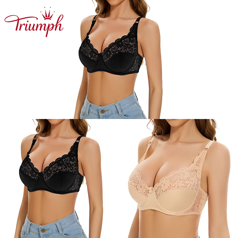 Triumph –(3 ks)Vyšívaná ultratenká krajková podprsenka s kosticemi[75A-110E]