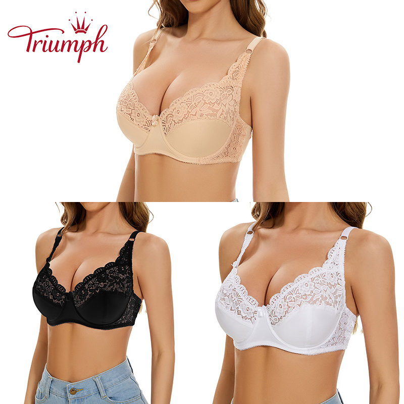 Triumph –(3 ks)Vyšívaná ultratenká krajková podprsenka s kosticemi[75A-110E]