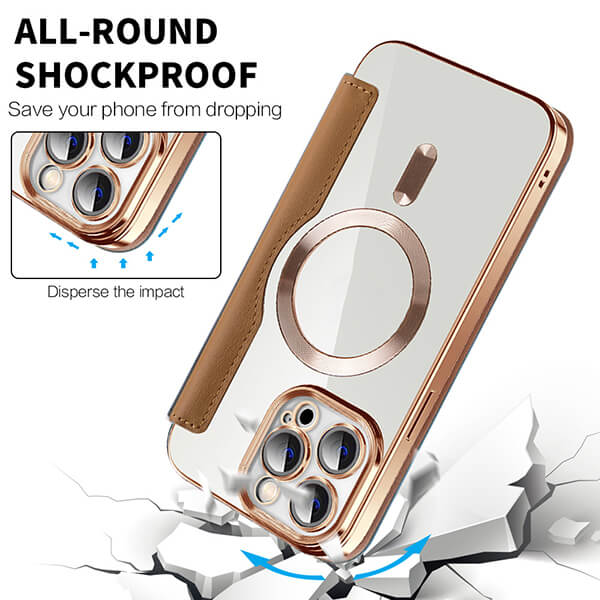 Diamond Flip Leather Transparentní galvanické magnetické pouzdro