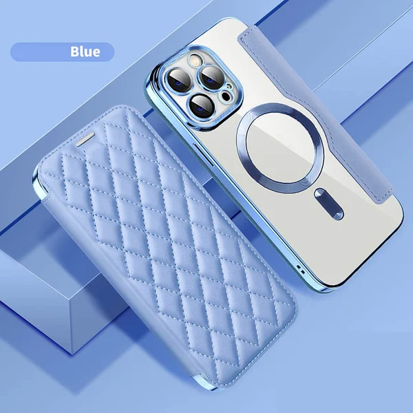 Diamond Flip Leather Transparentní galvanické magnetické pouzdro