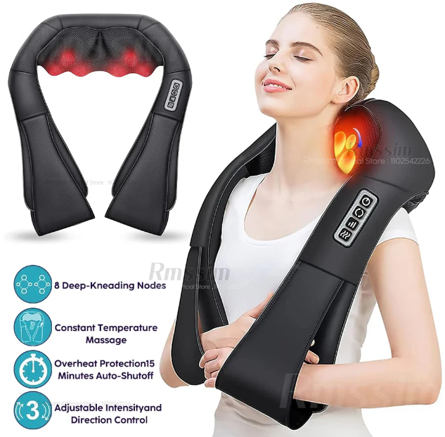 Vyhřívaný masážní polštář šíje s akupresurou