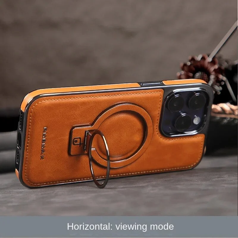 Luxusní kožené pouzdro na iPhone s neviditelným stojánkem