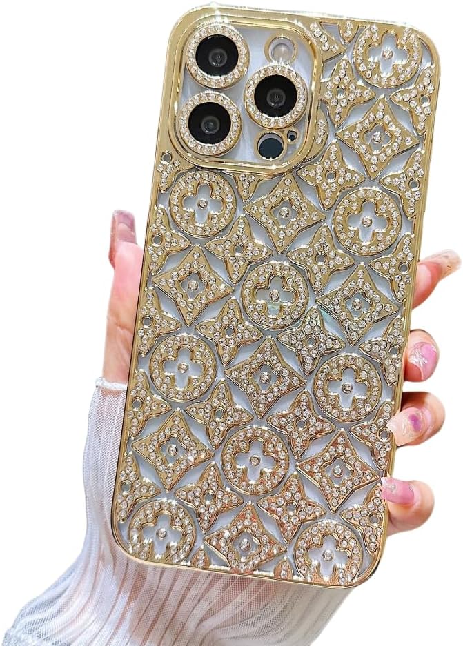 Módní, lehký a luxusní galvanicky pokovený luxusní květinový obal na iPhone