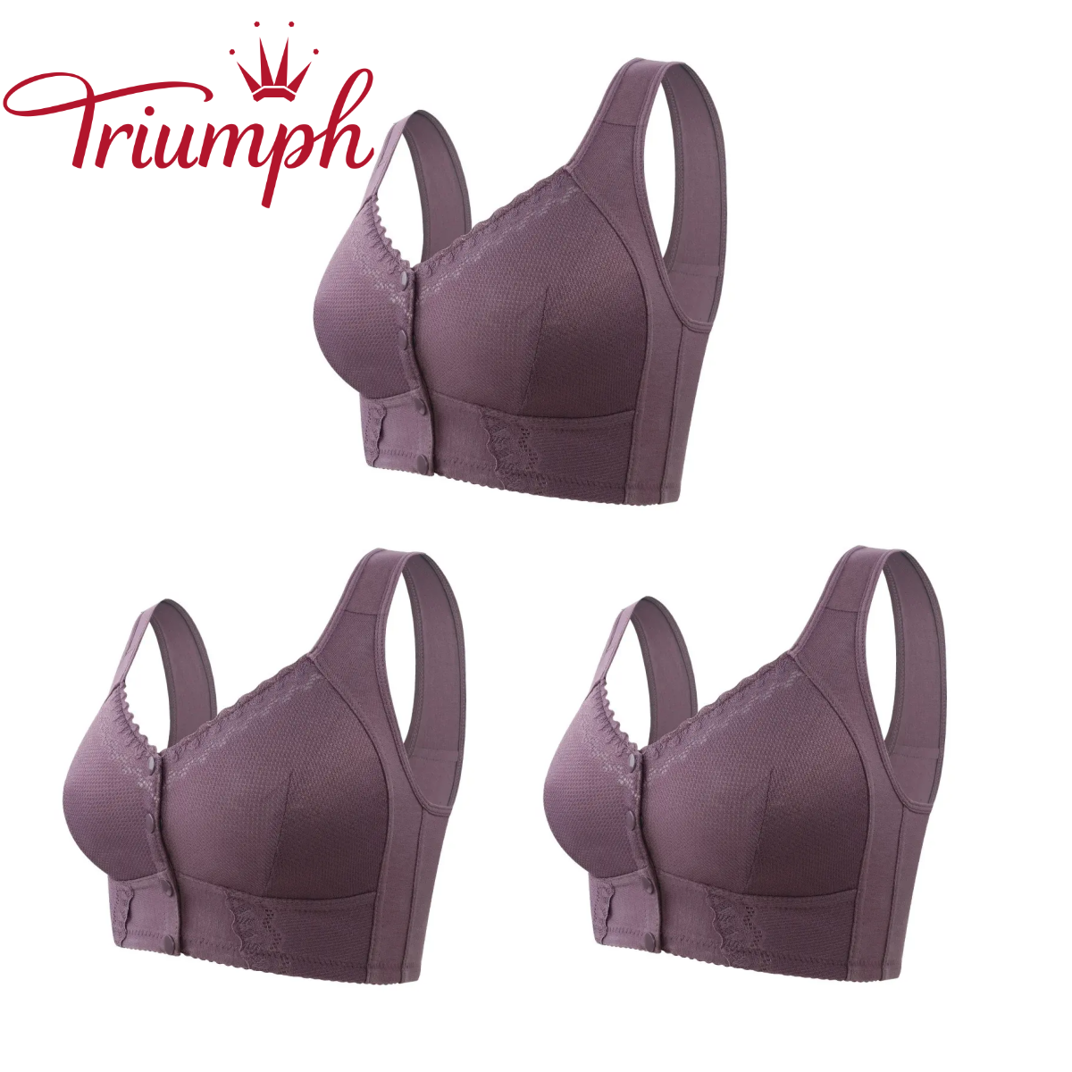TRIUMPH – Balíček 3 💥Prodyšná podprsenka se zapínáním vpředu pro seniory [80A-135E]
