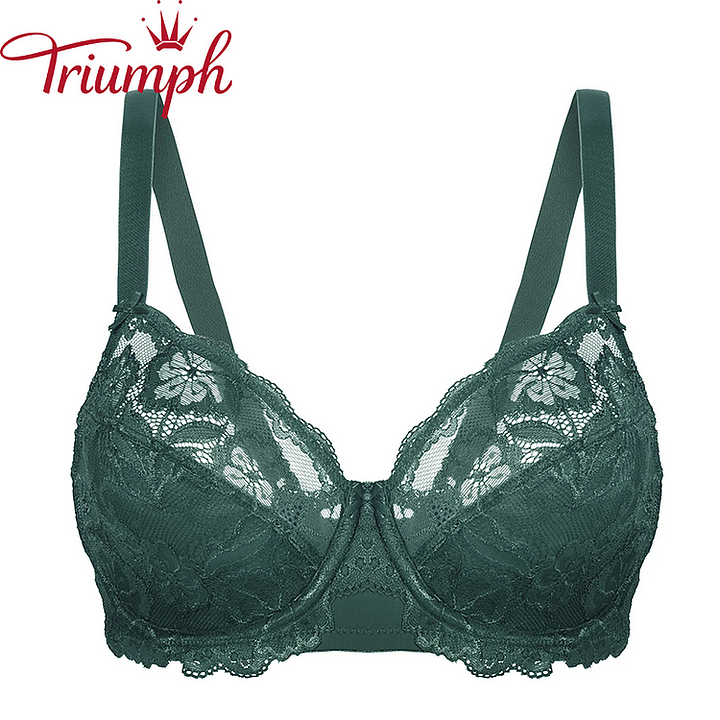 Triumph –(3 τεμ.) Δαντελένιο σουτιέν με βαθύ λαιμόκοψη V, όμορφη πλάτη και μεγάλο κύπελλο[75A-110E]