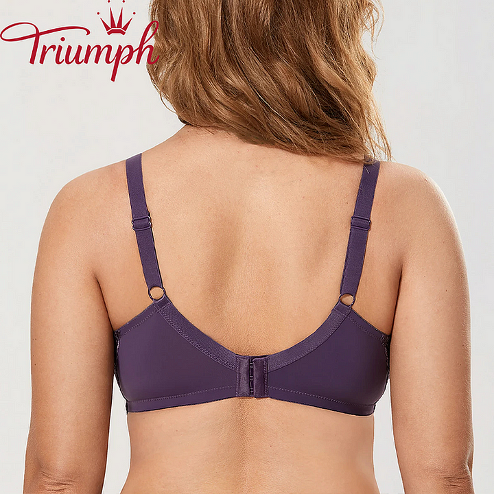 Triumph –(3 τεμ.) Δαντελένιο σουτιέν με βαθύ λαιμόκοψη V, όμορφη πλάτη και μεγάλο κύπελλο[75A-110E]