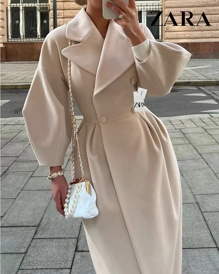 ZARA®ELEGANTNÍ, DLOUHÝ VLNĚNÝ KABÁT V NOVÉM STYLU PRO PODZIM A ZIMU