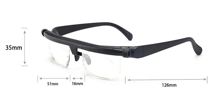 Brýle s nastavitelným zaostřením -3 až +6 dioptrií Brýle na krátkozrakost Brýle na čtení