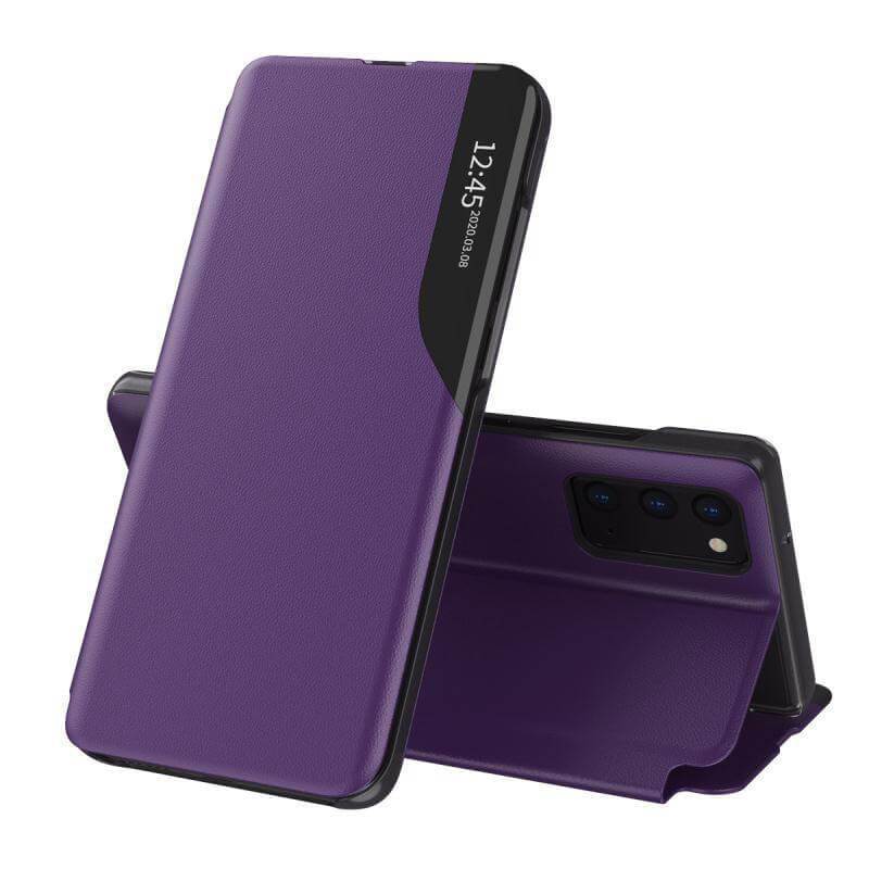 Samsung Galaxy Smart View Flip Case Luxusní nárazuvzdorné pouzdro s magnetickým koženým stojánkem a okénkem