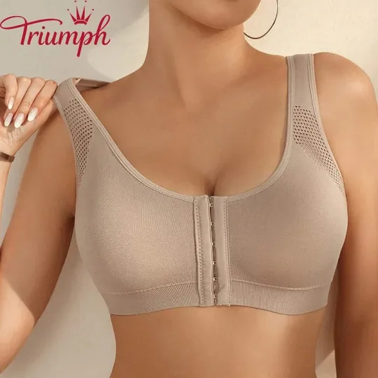 Triumph - Jednobarevná přední podprsenka s kulatým výstřihem【75A-110E】