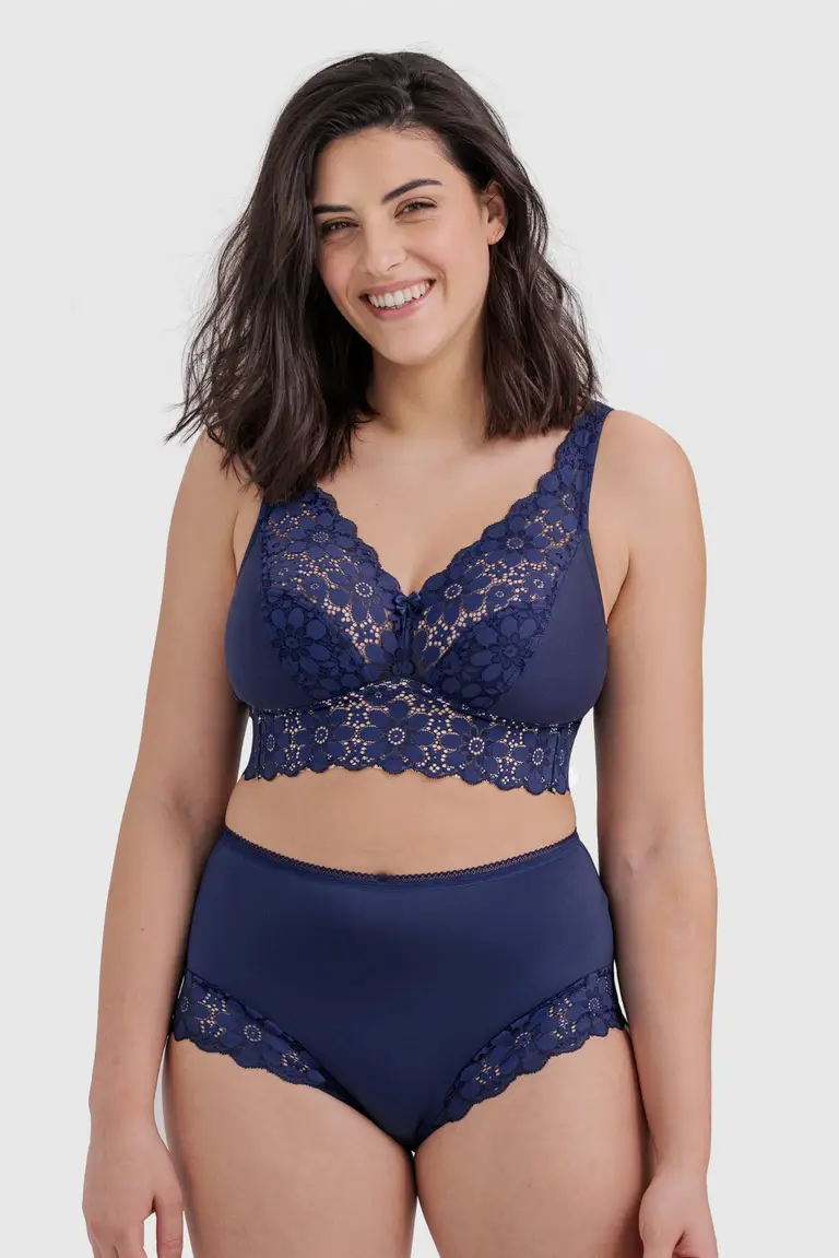 💖Triumph 3dílný set Dámská pohodlná krajková podprsenka z čisté bavlny