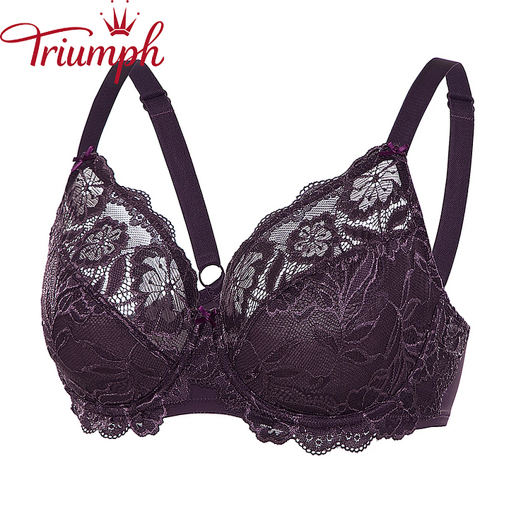 Triumph –(3 τεμ.) Δαντελένιο σουτιέν με βαθύ λαιμόκοψη V, όμορφη πλάτη και μεγάλο κύπελλο[75A-110E]