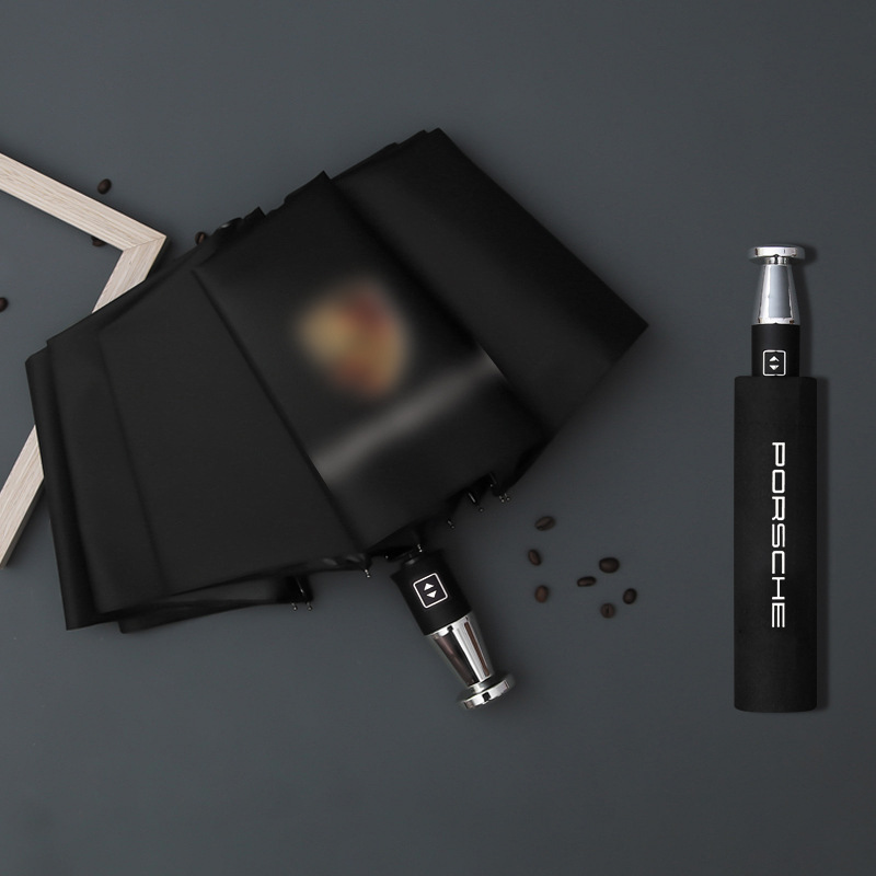 VIP Business skládací gumový deštník s deseti kostmi, černý