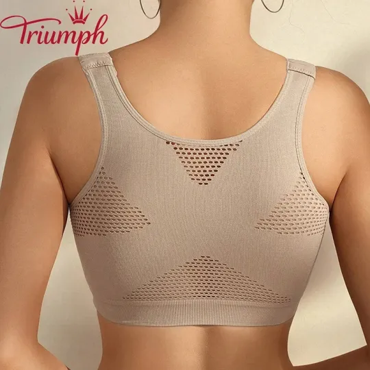 Triumph - Jednobarevná přední podprsenka s kulatým výstřihem【75A-110E】