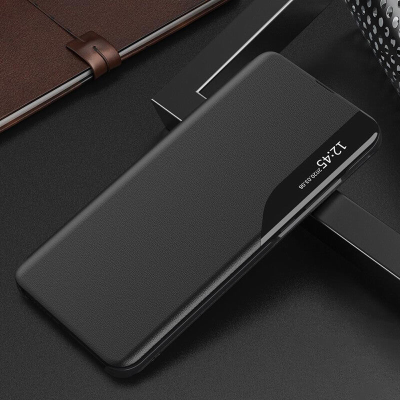 Samsung Galaxy Smart View Flip Case Luxusní nárazuvzdorné pouzdro s magnetickým koženým stojánkem a okénkem