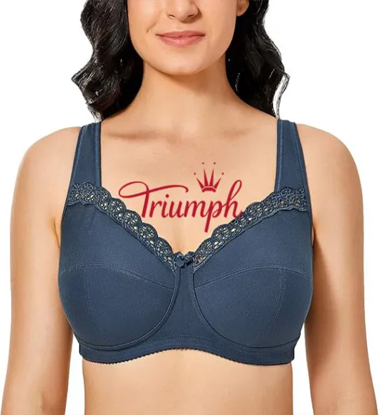 Triumph - Sada 3🔥Velká pohodlná bavlněná podprsenka bez drátěného košíčku bez podšívky