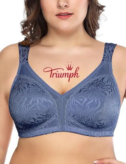 Triumph - Sada 3 Dámské Full Coverage Plus Size Pohodlná zatahovací podprsenka bez drátěnky, nevycpaná