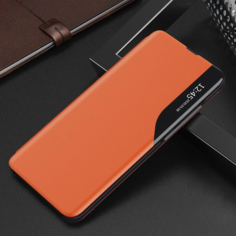 Samsung Galaxy Smart View Flip Case Luxusní nárazuvzdorné pouzdro s magnetickým koženým stojánkem a okénkem