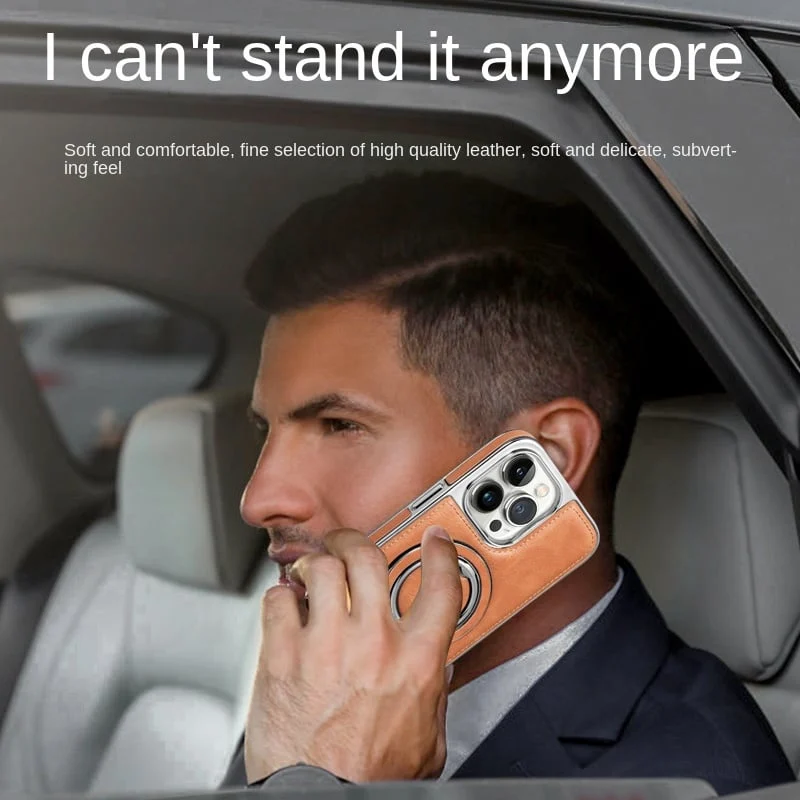 Luxusní kožené pouzdro na iPhone s neviditelným stojánkem