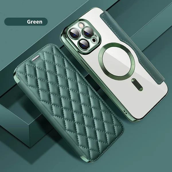 Diamond Flip Leather Transparentní galvanické magnetické pouzdro