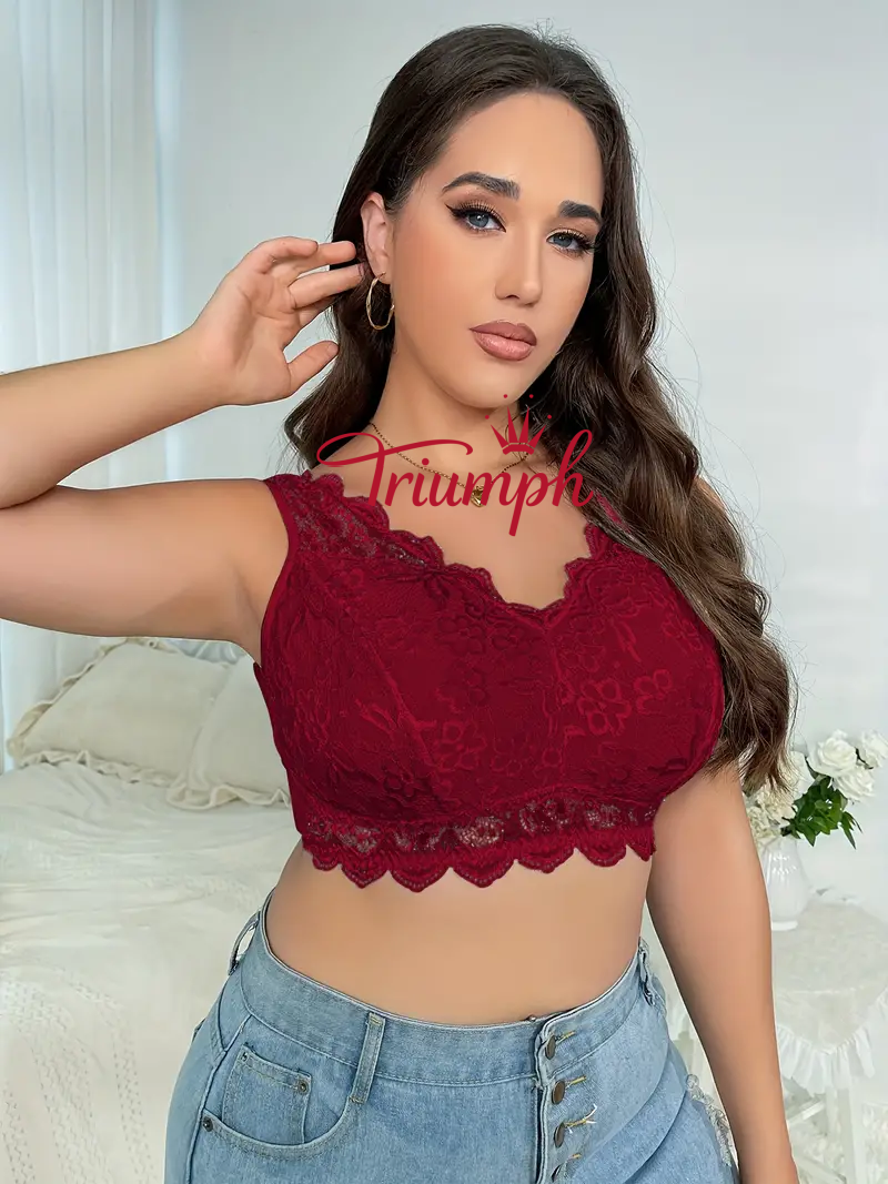 Triumph -(3 kusy)Květinová krajková vysoká elastická podprsenka se širokými ramínky