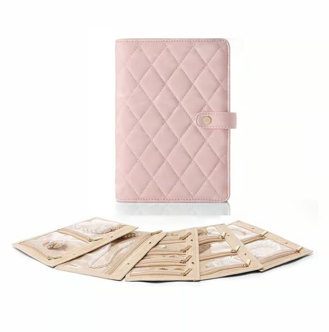 Luxusní kožená přenosná kniha na ukládání šperků