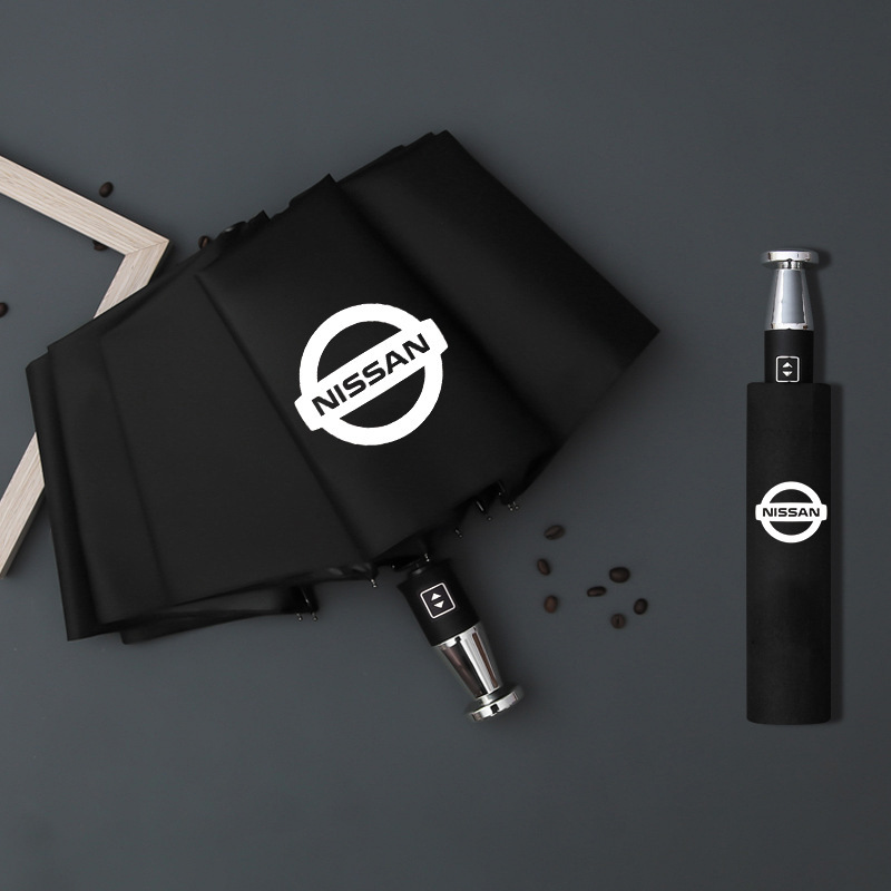 VIP Business skládací gumový deštník s deseti kostmi, černý