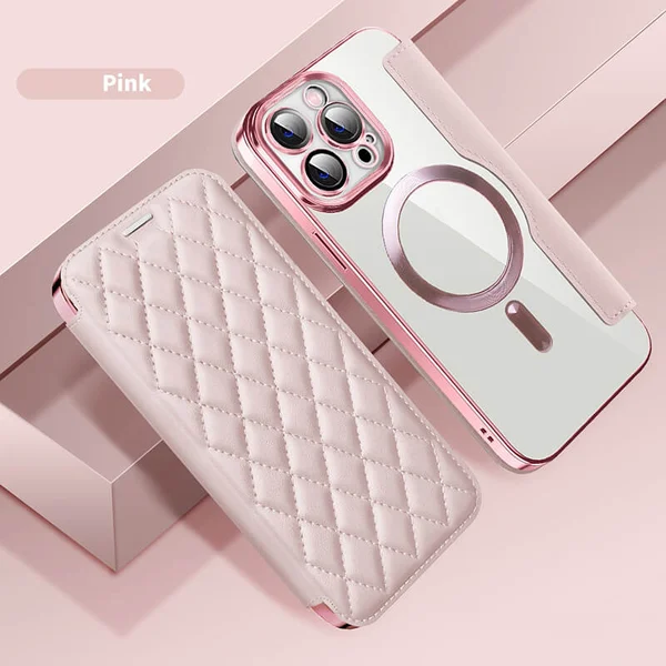 Diamond Flip Leather Transparentní galvanické magnetické pouzdro