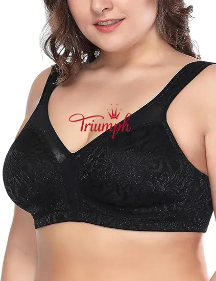 Triumph - Sada 3 Dámské Full Coverage Plus Size Pohodlná zatahovací podprsenka bez drátěnky, nevycpaná