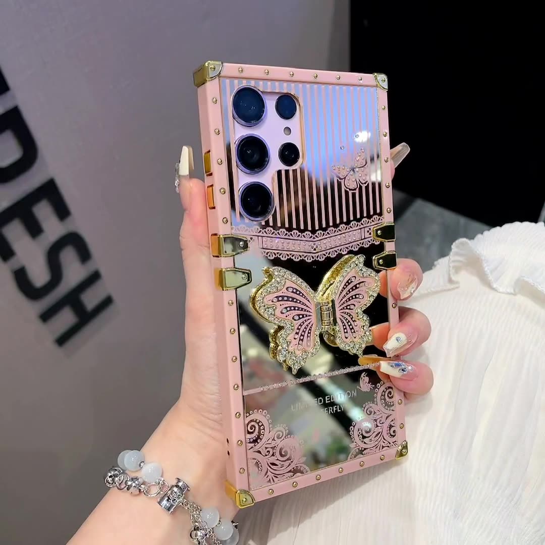 ✨Square Butterfly Diamond Stand Samsung telefontok