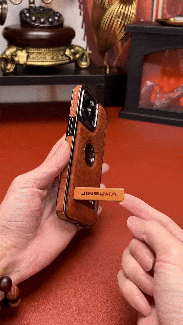 Krokodýlí kožený neviditelný stojánek Magnetické pouzdro pro iPhone Bezdrátové nabíjení pro Magsafe