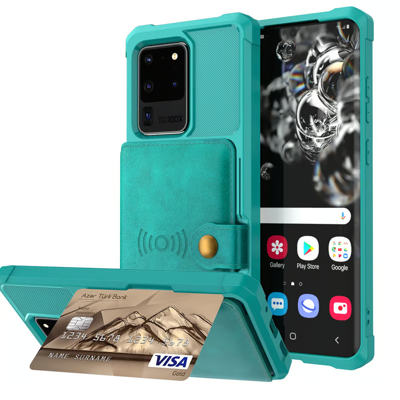 Silikonové kožené pouzdro Samsung s držákem na karty