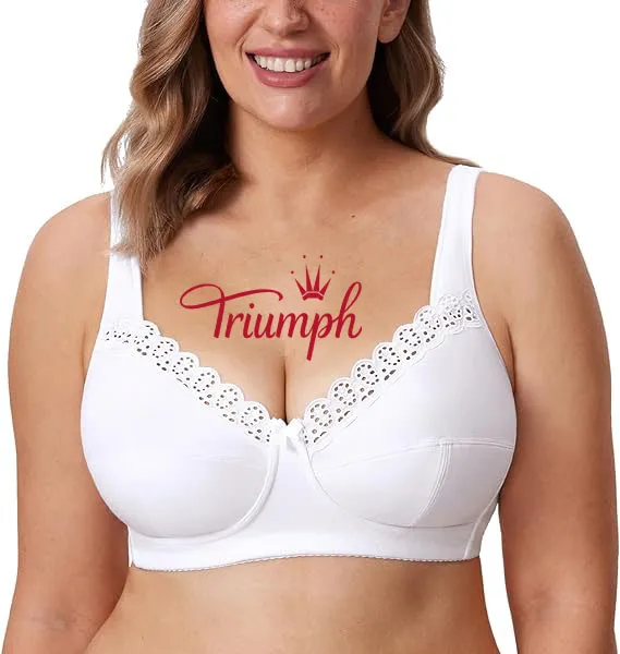 Triumph - Sada 3🔥Velká pohodlná bavlněná podprsenka bez drátěného košíčku bez podšívky