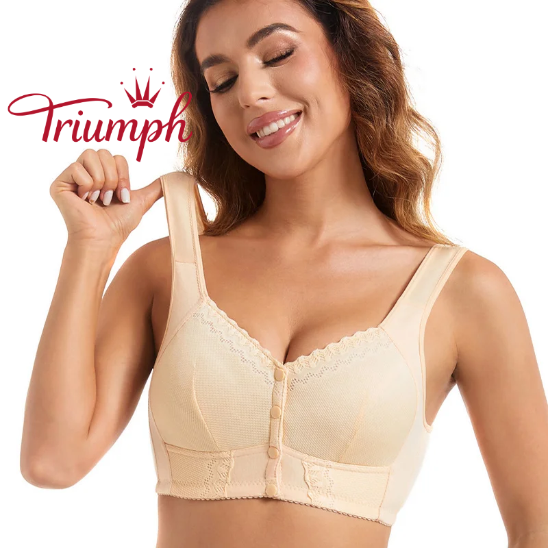 TRIUMPH – Balíček 3 💥Prodyšná podprsenka se zapínáním vpředu pro seniory [80A-135E]